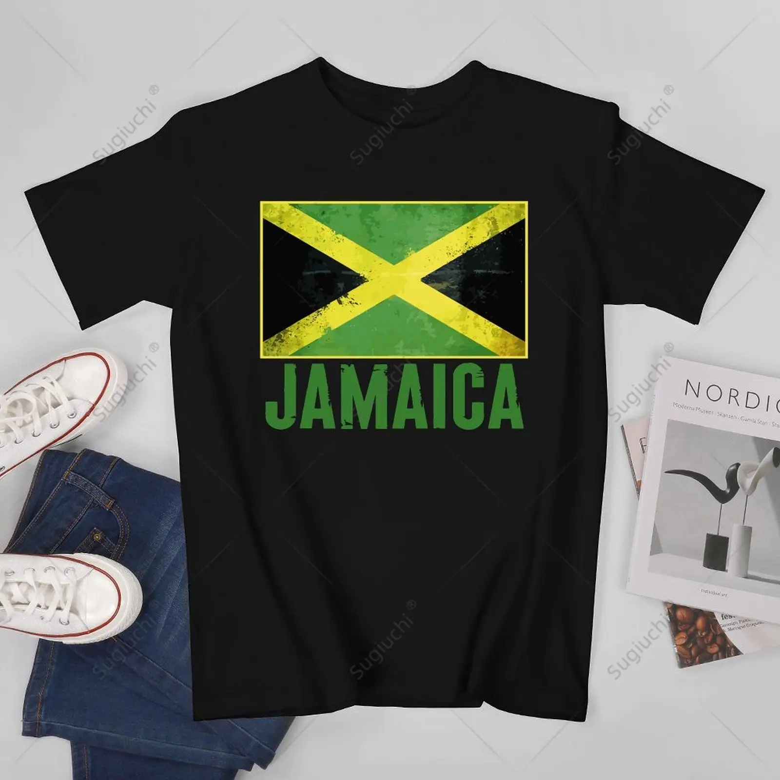 Unisex Men Jamaica Flag Jamaican Tshirt Tees T Shirts Women Boys 100% Cotton T-Shirt