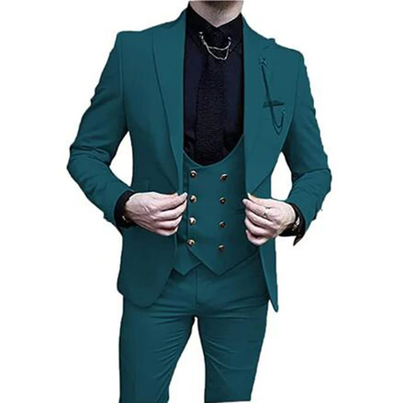 

Классические свадебные костюмы для мужчин 2025 Slim Fit Groomsmen Формальный смокинг для выпускного вечера Мужской костюм 3-х предметная куртка Брюки Жилет Мужская одежда