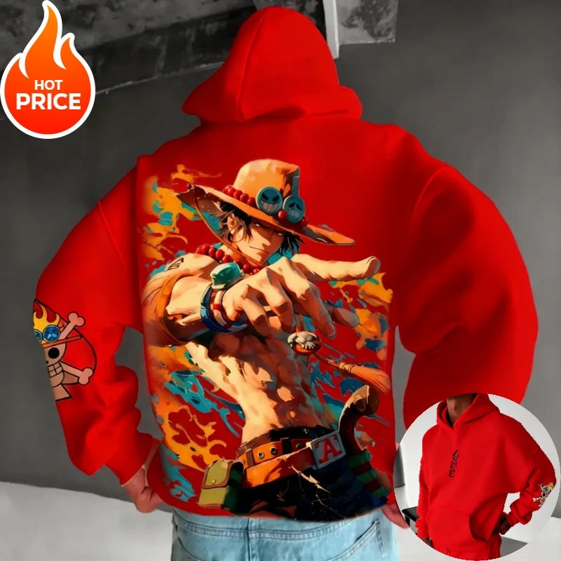 

Anime One Piece Ace Harajuku 2026 New Streetwear Men Vintage Hoodie Winter Women Oversized Hooded Sweatshirt Long Sleeve Top Y2k
