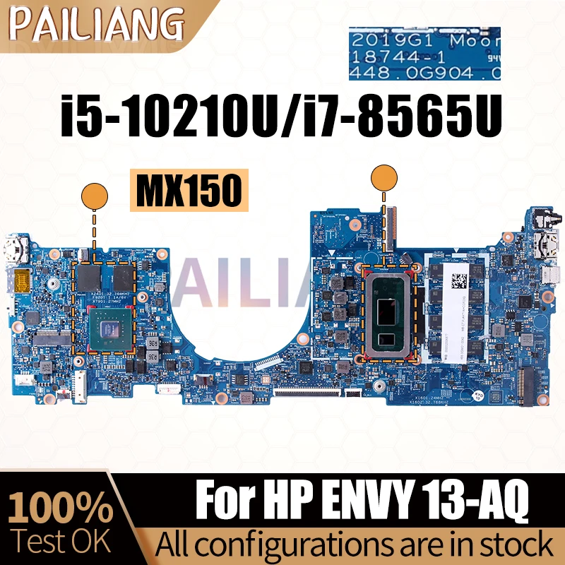 For HP 13-AQ Notebook Mainboard 18744-1 i5 i7 8/10th Gen RAM 8G MX150 L53413-601 L53411-601 Laptop Motherboard Full Tested