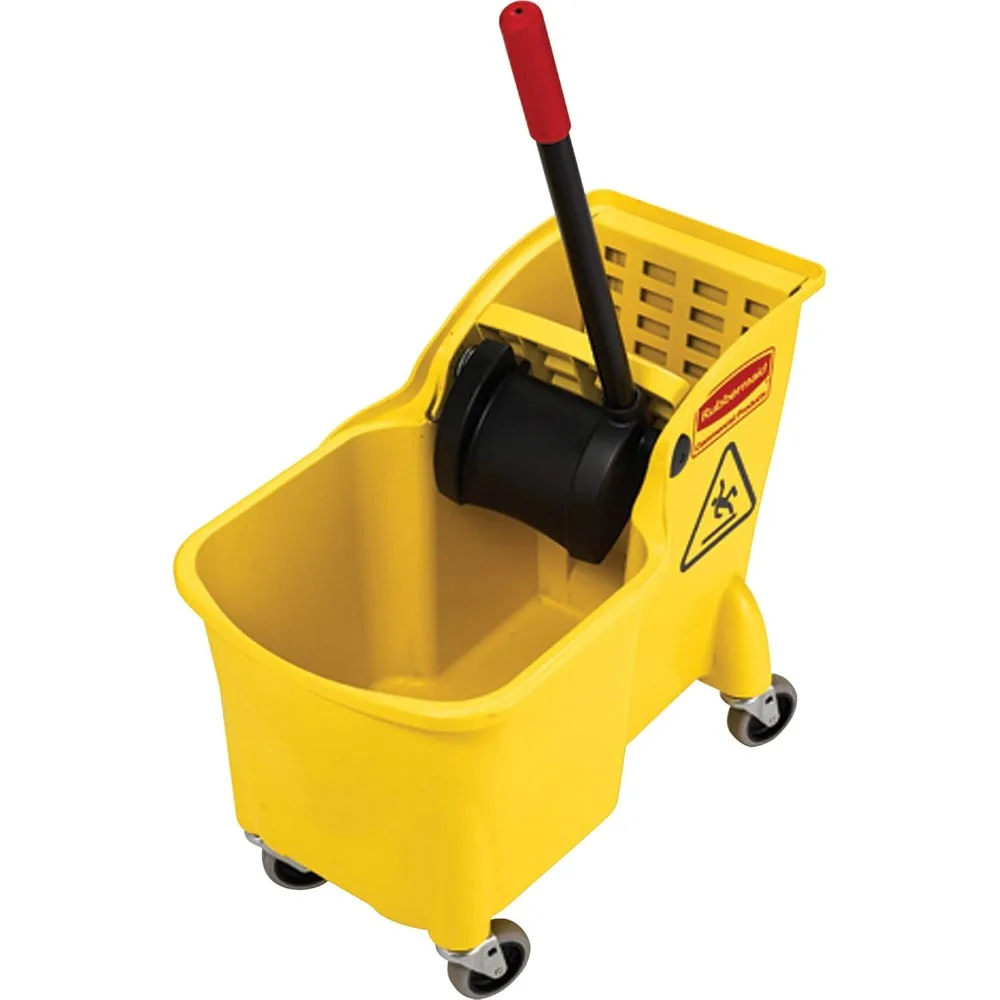 

Commercial Products 31 QT Tandem Mop Bucket and Wringer Combo on Wheels, Yellow, for Floor Cleaning/Wet Mopping