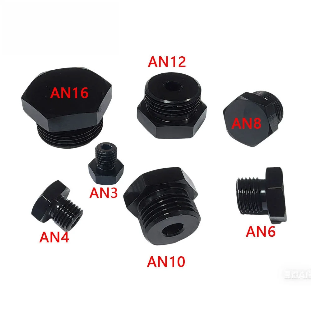 AN3 AN4 AN6 AN8 AN10 AN12 AN16 ORB Port Plug, Aluminum Hex Head Block Off Fitting with O-Ring, Auto Modification Fuel Tank Fuel