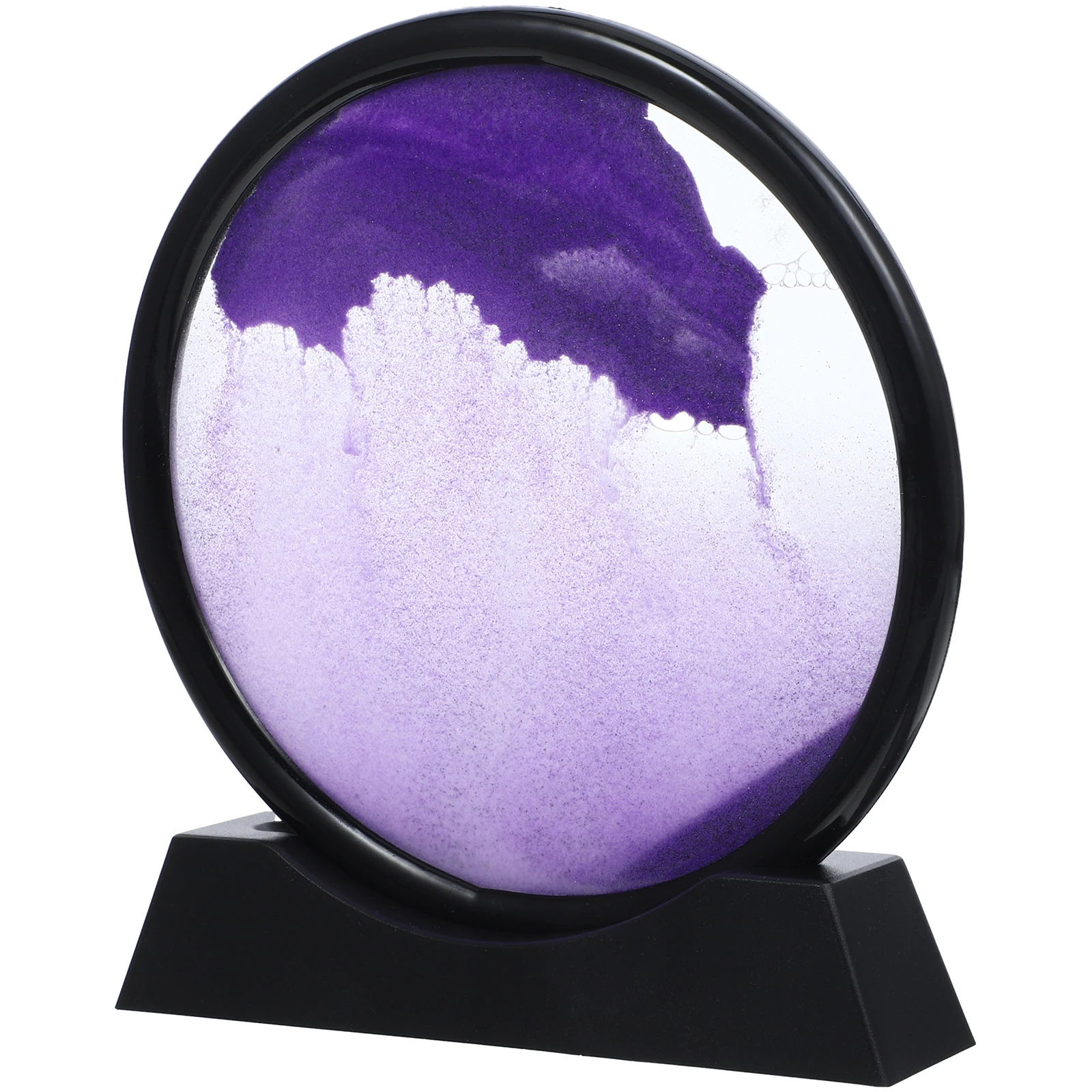 

3D Sand Picture 7 Inch Black Frame Purple Moving Sand Ornament Desk Decor Study Room Quicksand Toy