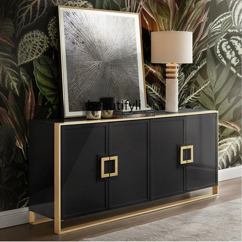 

45American light luxury hotel dining side cabinet stainless steel foyer entrance cabinet locker