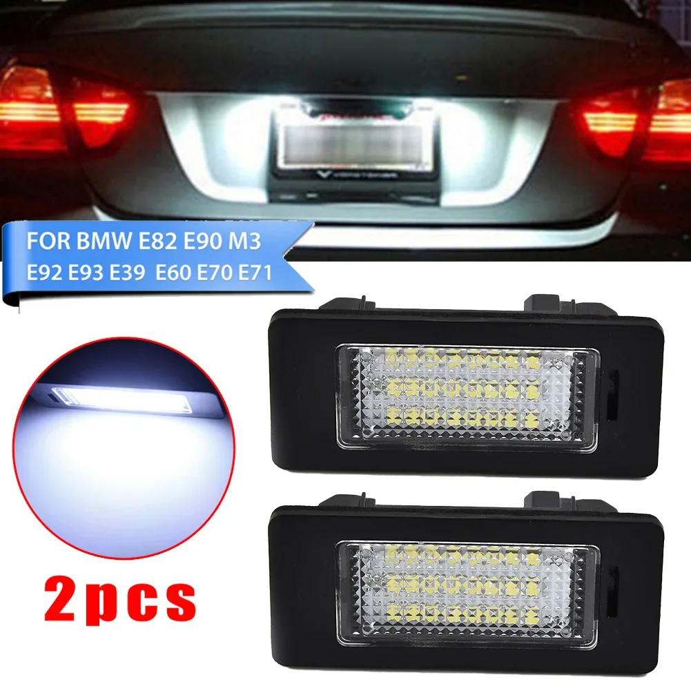 

2pcs Car LED License Plate Lights 24LED For BMW E90/M3/E92/E70/E39/F30 6000-6500K White 8-30V 2.4W Auto Lamp Accessories