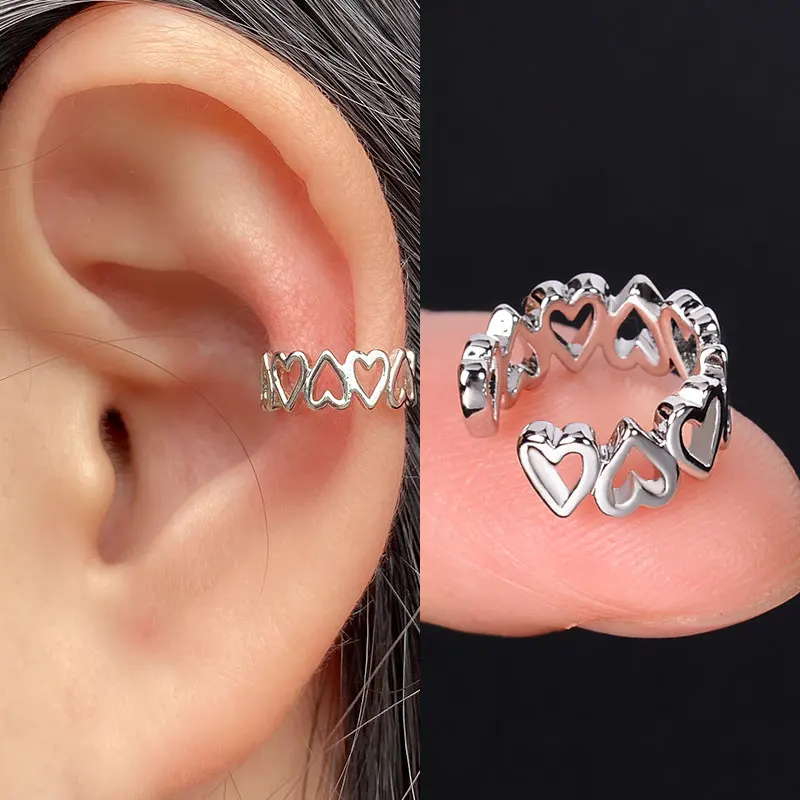 Stackable Earrings Without Ear Hole Star Wrap Clip On Earrings Earcuff for Women Ear Screen Climb Cuffs Fake Piercing One pair