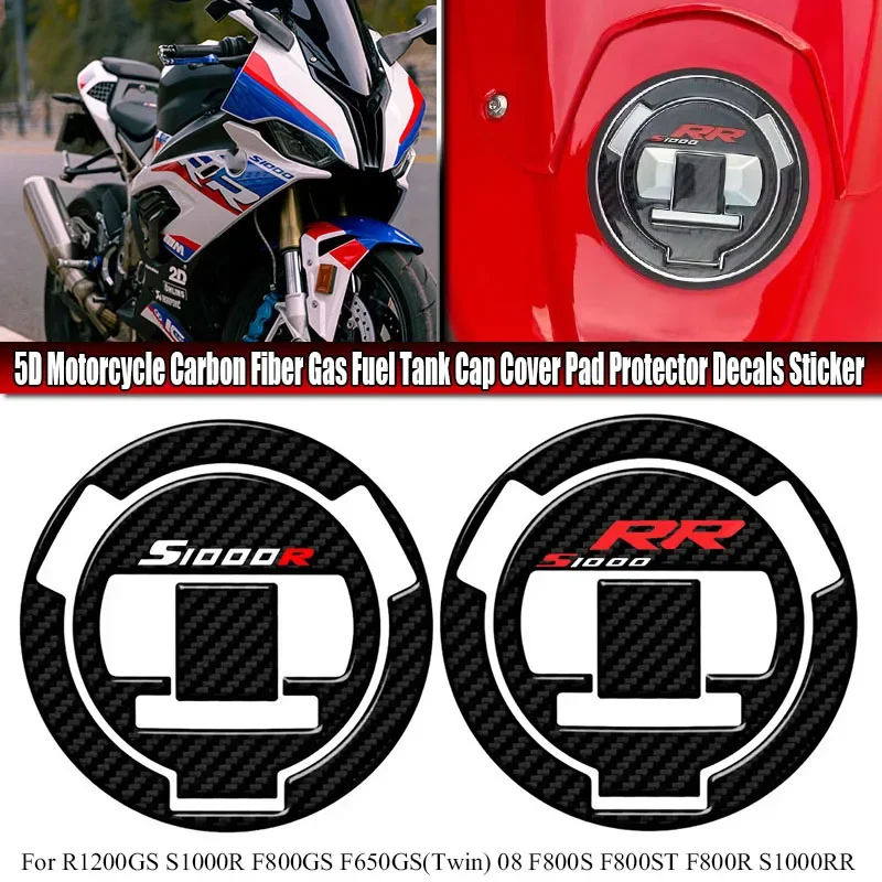 Motorcycle Carbon Fiber Fuel Tank Cap Sticker Decals Fit For R1200GS S1000R F800GS F650GS(Twin) 08 F800S F800ST F800R S1000RR