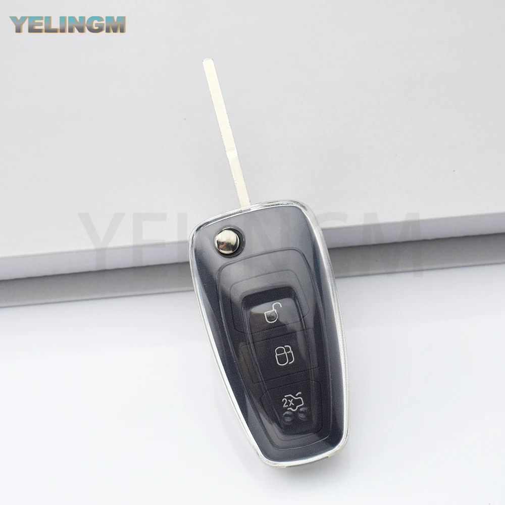Car Folding Key Case Cover for Ford Focus C-Max S-Max Galaxy Mondeo Ranger Transit Tourneo Custom Transparent TPU Protector