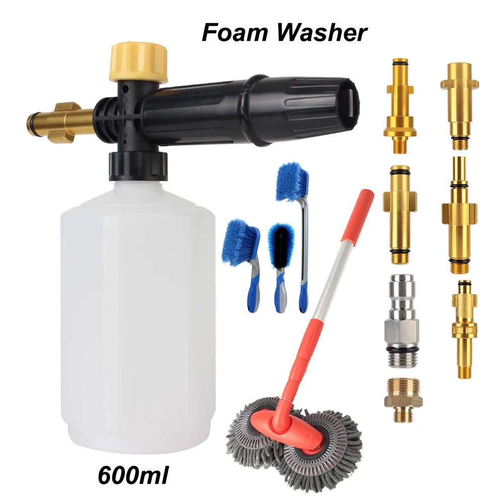 Car Washer Mop Brush 60-180Bar 900-2600Psi High Pressure Gun 600ml Foam Wash Nozzles For Karcher Kranzle Interskol Elitech Huter