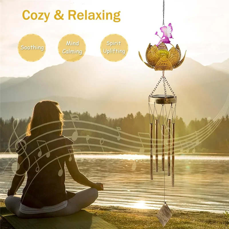 AB68 الجنية الشمسية الرياح الدقات للخارج، شنقا البستنة هدية لجميع أمي النساء الجدة زوجة، هدية عيد ميلاد الذهب