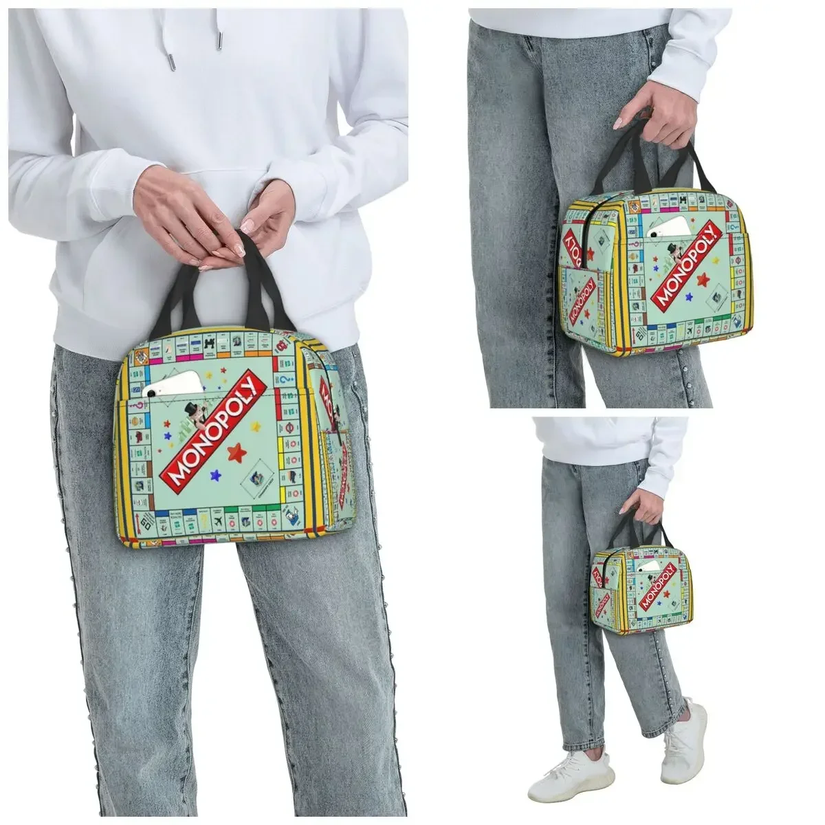 Monopoly Board Game Classic Insulated Lunch Bag for Kids School Cooler Thermal Food Box Tote Portable Lunch Boxes Container
