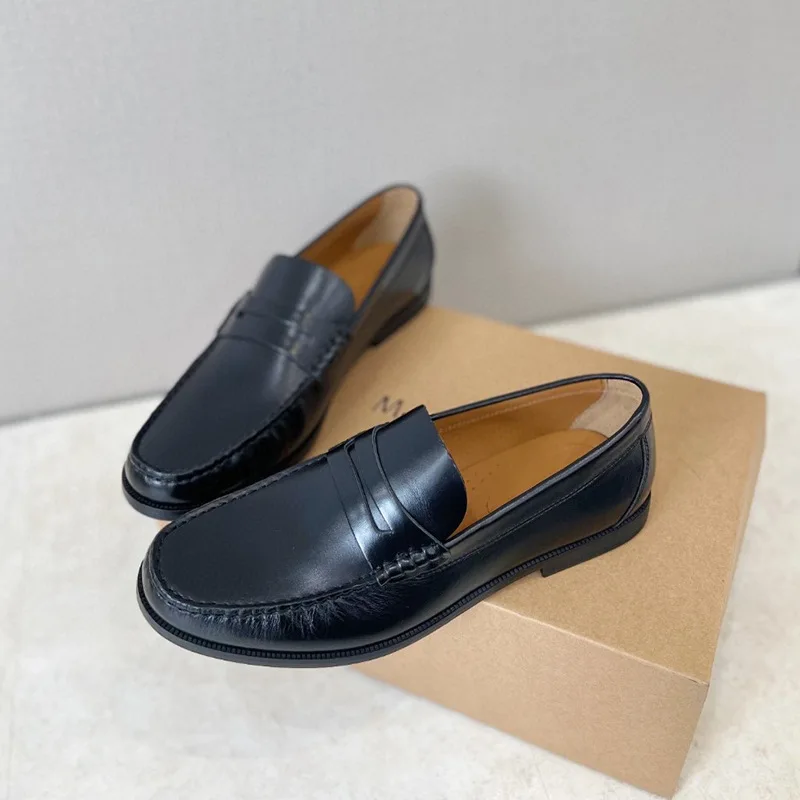 2024 Spring New Men's Shoes Round Toe Casual Top Layer Cowhide loafers British Style Comfortable Work Shoes Men's Leather Shoes