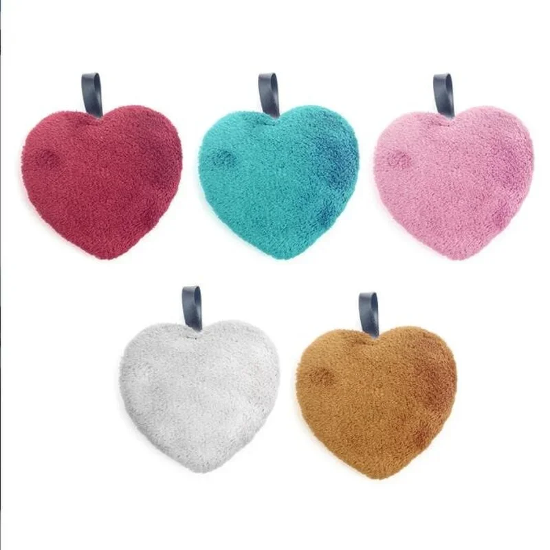 Reusable Makeup Remover Pads Wipes Love heart shape Microfiber Make Up Removal Sponge Cotton Cleaning Pads Tool