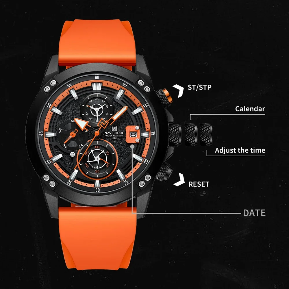 NAVIFORCE 2024 Brand Men Watches Quartz Analog Waterproof Luminous Date Wrist Watch Silicone Strap Luxury Casual Watch for Men