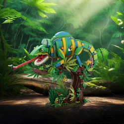 MOC Chameleon Model Building Blocks Horror Reptile Desert Lizard DIY Design Insect Botanical Bricks Toy Adults Gift