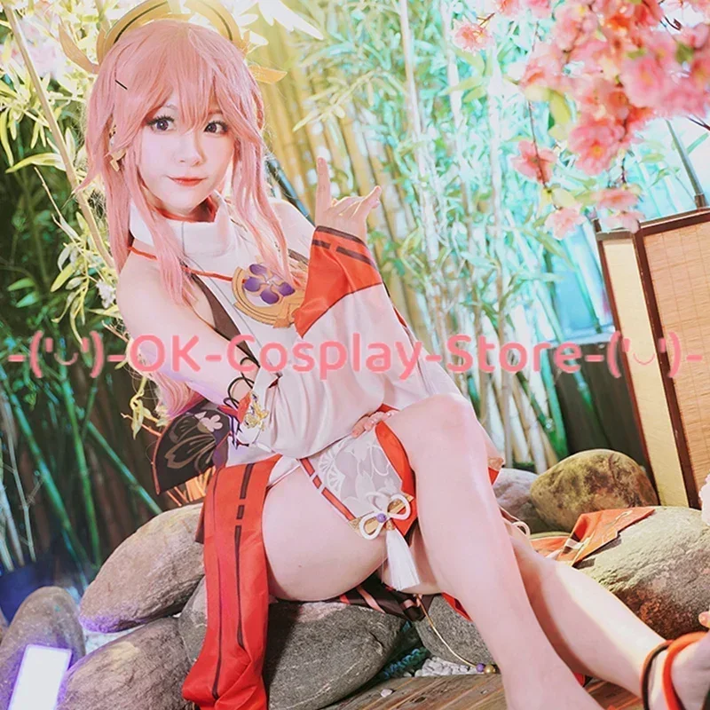 Game Genshin Impact Cosplay Yae Miko Costume Anime Dress Kimono Lovely Uniforms Halloween Carnival Outfit For Women Custom Made