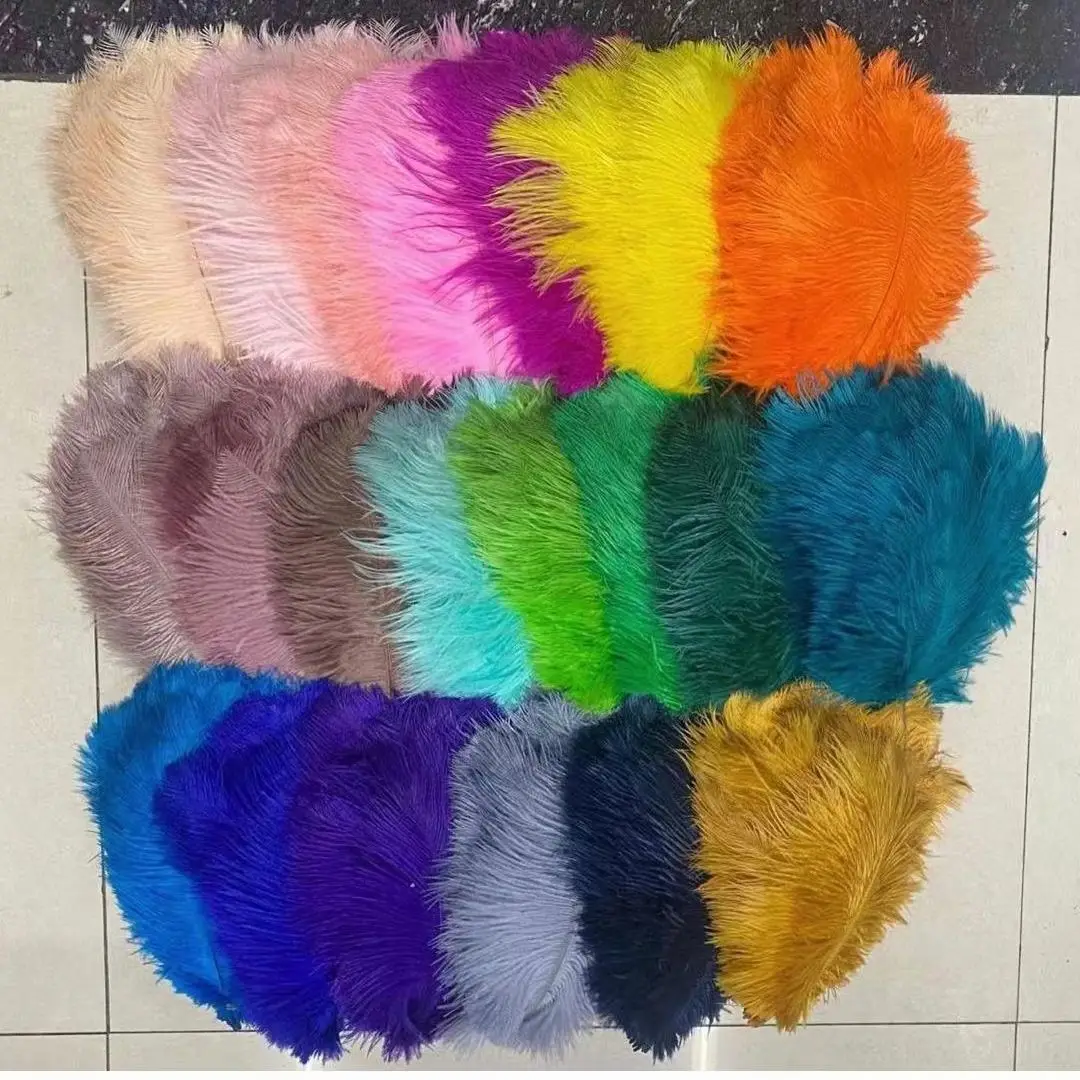 40-45cm Colorful Festival Ostrich Feather Thin Rod Wedding Decoration Real Ostrich Carnival Plumes Table Centerpiece Crafts