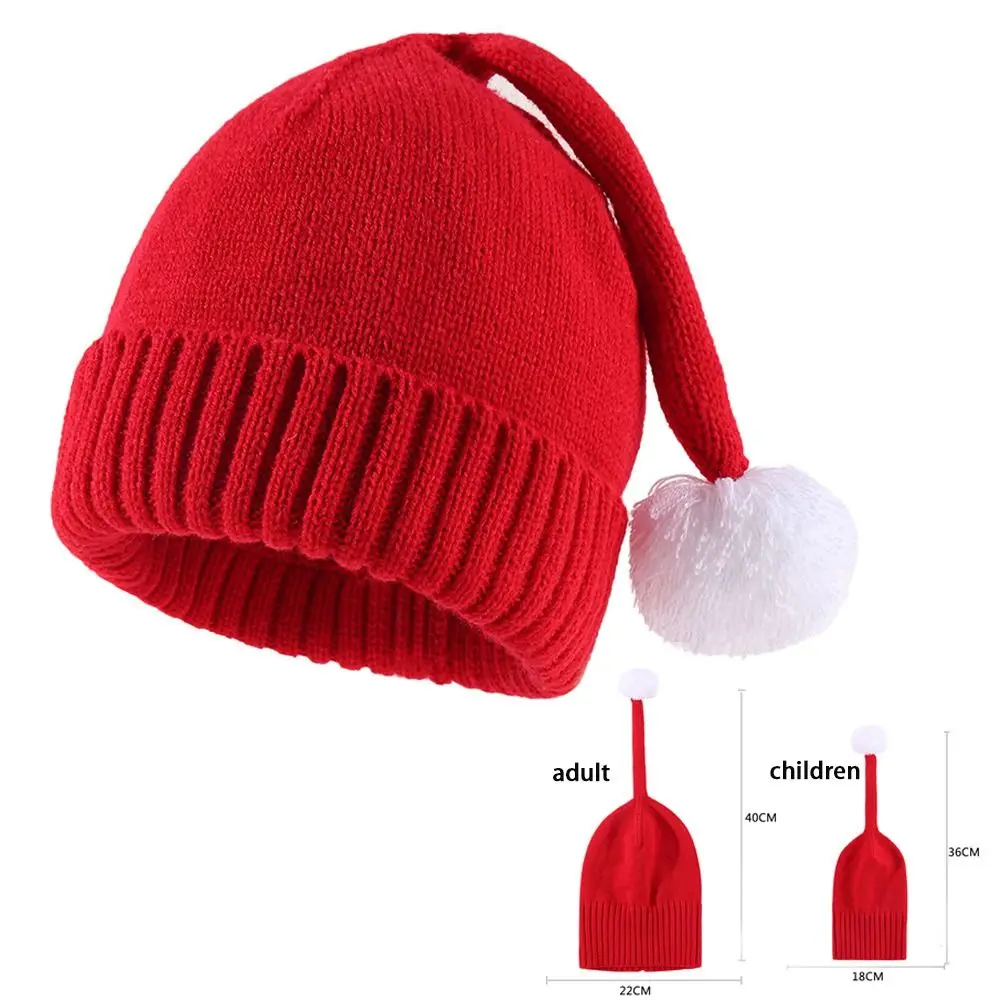 Winter Merry Christmas Knitted Christmas Hats Soft Gift Santa Hat Kids Adult Santa Claus Caps Christmas Party Supplies