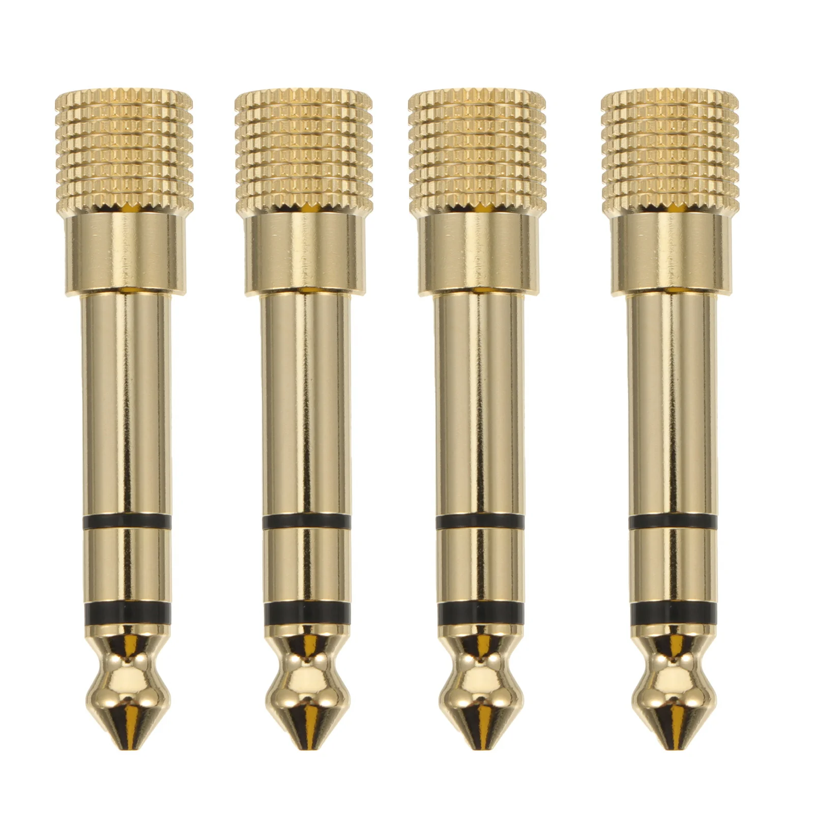 

4Pcs Audio Adapter Headphone Jack Converter 3.5mm to 6.3mm Copper Gold Plated Professional Amplifier Microphone Connector