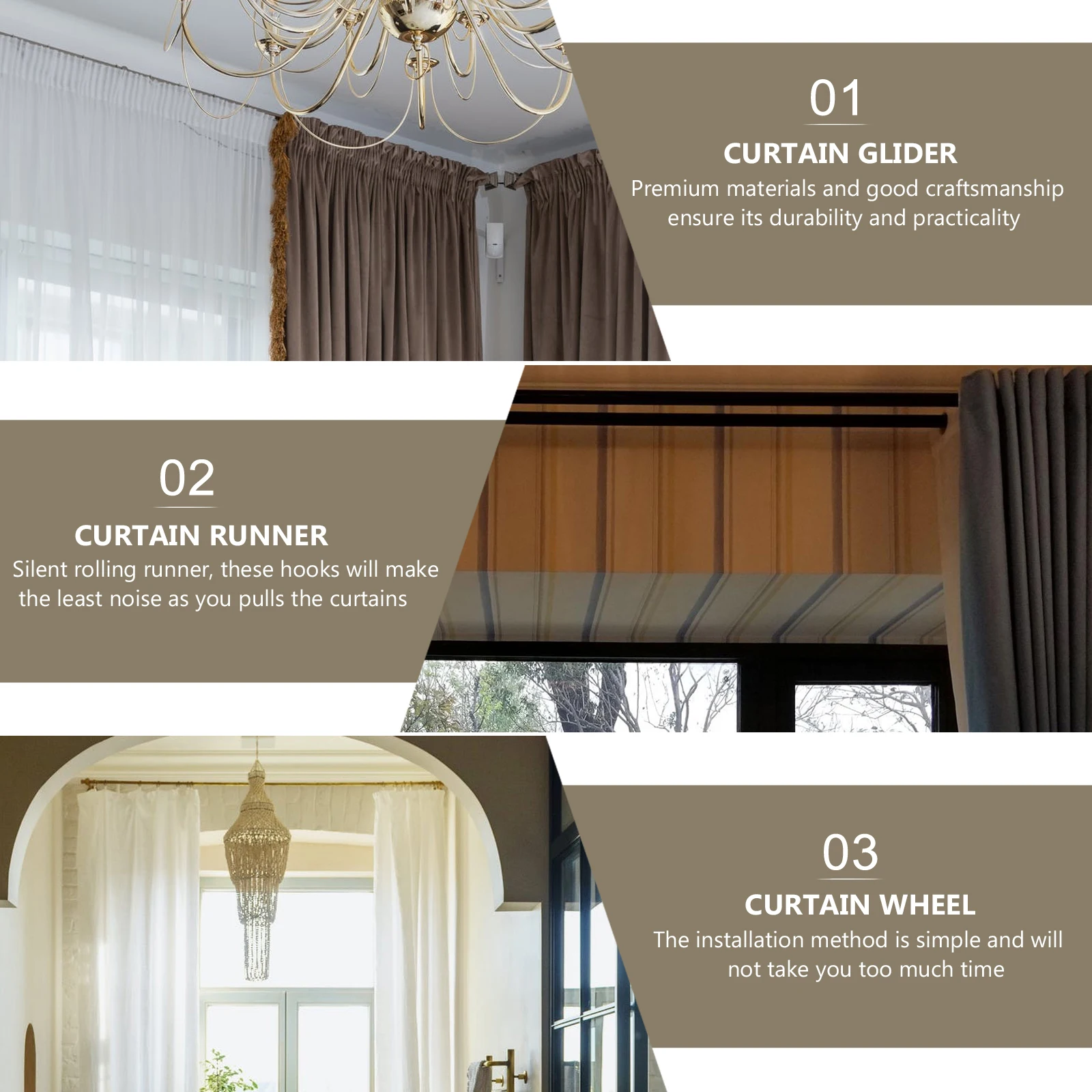 

50pcs Curtain Track Runner Silent Rolling Wheel Drapery Glider Multi-Purpose Mute Pulley For Curtains Valances Sheer