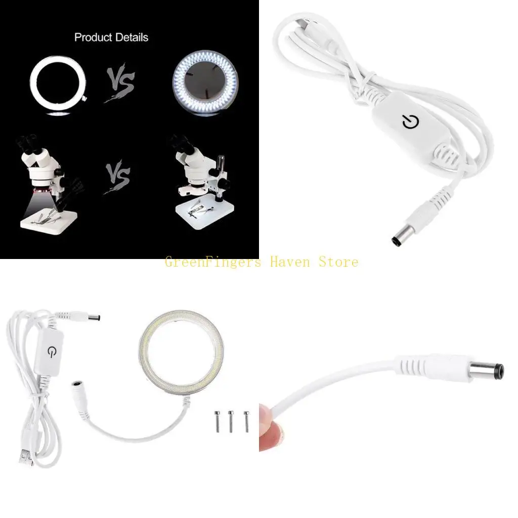 F68D Upgraded 56 LED Microscope Ring Light Adjustable for Illuminator Lamp for Stereo Zoom Microscopes & Cameras Plastic for