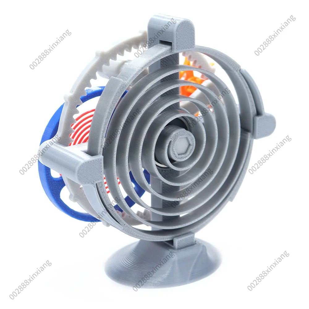 3D Printed Tourbillon Model with Pendulum Clock Mechanism - DIY Teaching Kit, Powered By Spring and Gear Escapement Structure