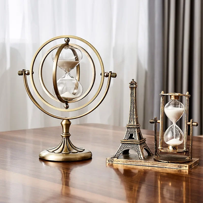 Nordic Creative Retro Metal Hourglass Timer TV Cabinet Porch Decoration Hourglass Timer Office Home Decoration Ornaments