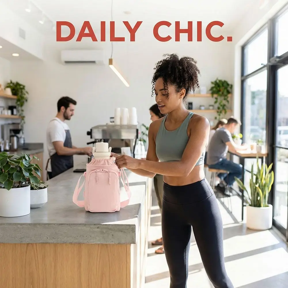 

Adjustable Shoulder Strap Sports Water Bottle Bag Phone Pocket Crossbody Bottle Storage Bag Hands-Free Protective Cover