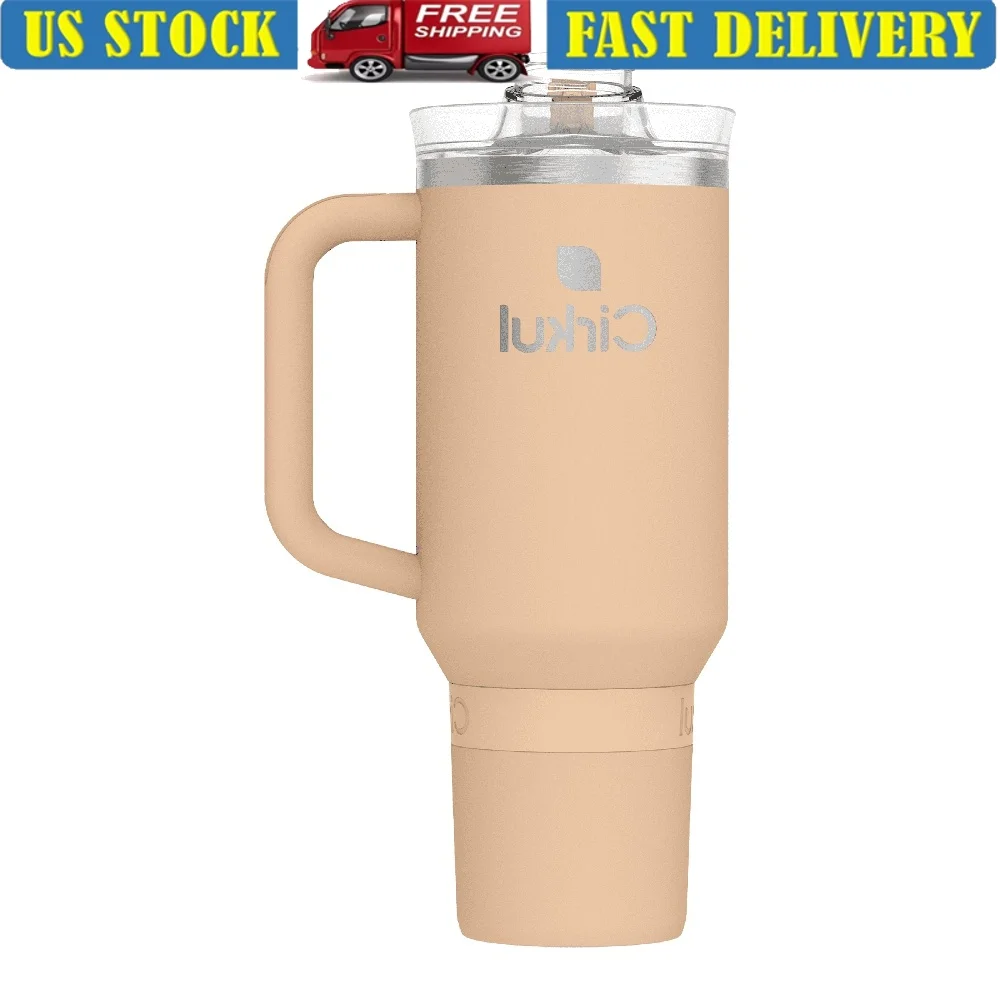 

Изолированный стакан из нержавеющей стали на 40 унций с ручкой Эргономичный дизайн Вакуумная крышка с двойными стенками Технология StrawSip Увлажнение