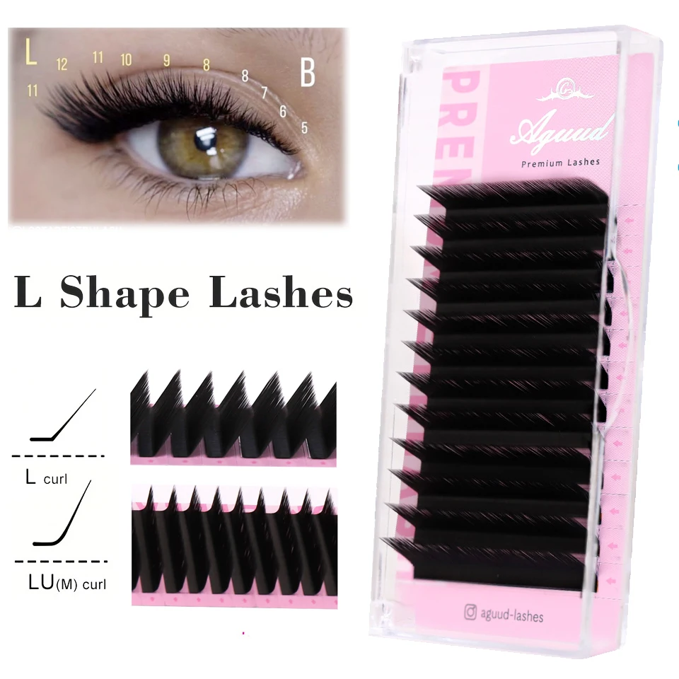 

Aguud Soft Natural Volume Cashmere Matte Black Lashes Trays L M Curl 8-15mm PBT Korea Individual Faux Cils Eyelashes Extensions
