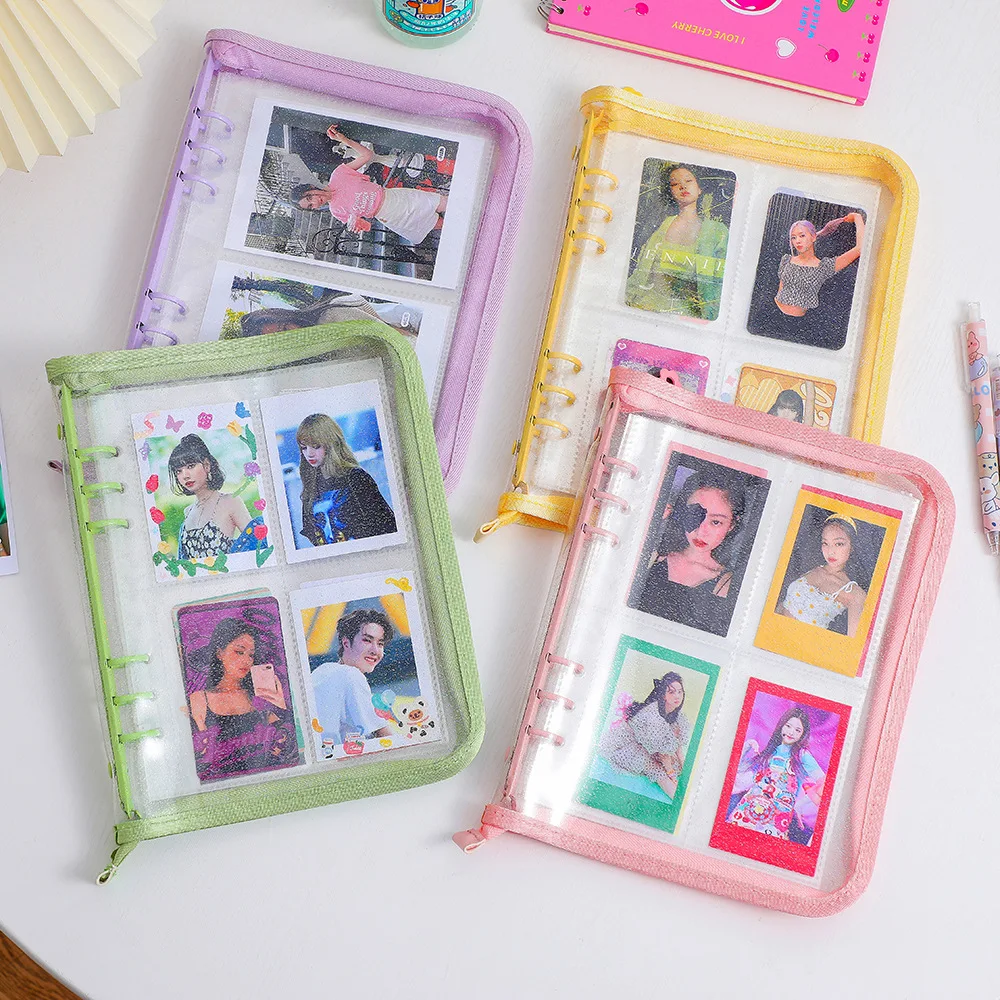 A5/A6 Zipper Glitter Bright Summer Binder Notebook & DIY Photocard Collect Book Postcards Organizer Book School Stationery