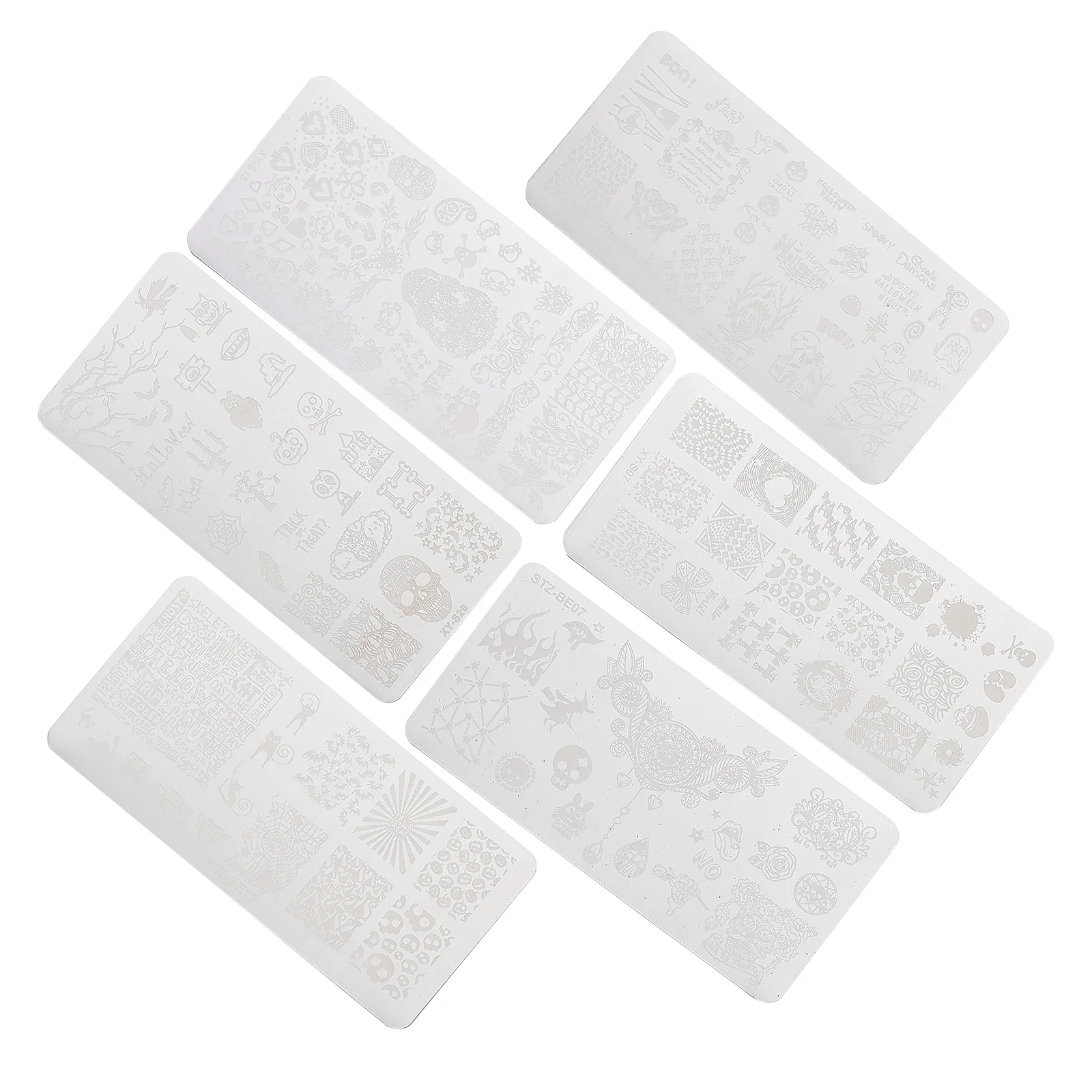 

6 Pcs Nail Printing Plate Gel Polish Stamping Stamper Plates Template Unique Stampers Stencils Stainless Steel Decal