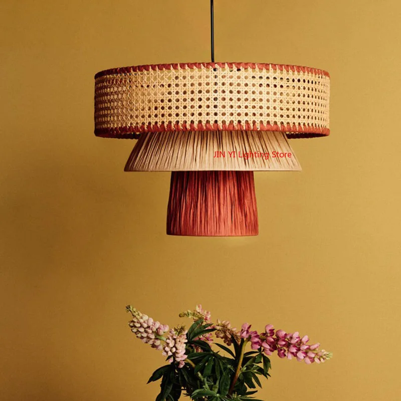 

Wabi Sabi Style Chandelier Retro Minimalist Homestay Restaurant Chinese Rattan Art Lighting Fixtures