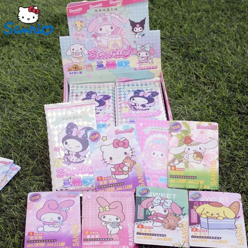 New Sanrio Hello Kitty Cards 32bag 198pcs Kuromi Trading Card Game My Melody Booster Box Cartoon Christmas Gift Collection Toy