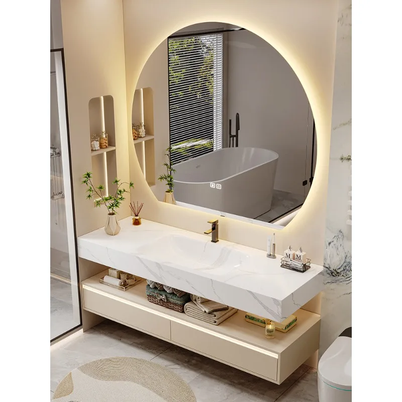 

Интегрированная раковина из каменной плиты с горячей гибкой, комбинация тумбы для ванной и умывальника, умывальник для ванной комнаты, умывальник из массива дерева