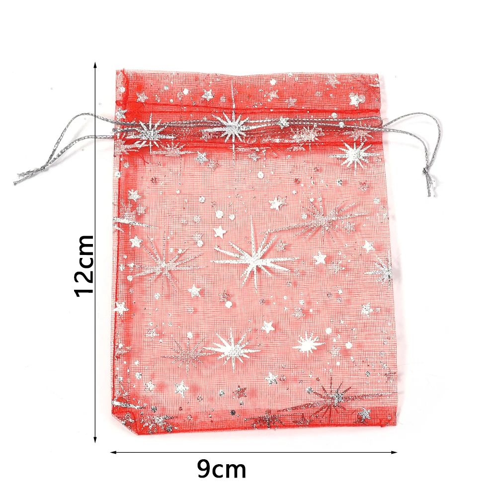 10pcs 9x12cm Star Organza Gift Bags Multicolor Jewelry Drawstring Bag For Wedding Birthday Party Jewelry Candy Packaging Pouches