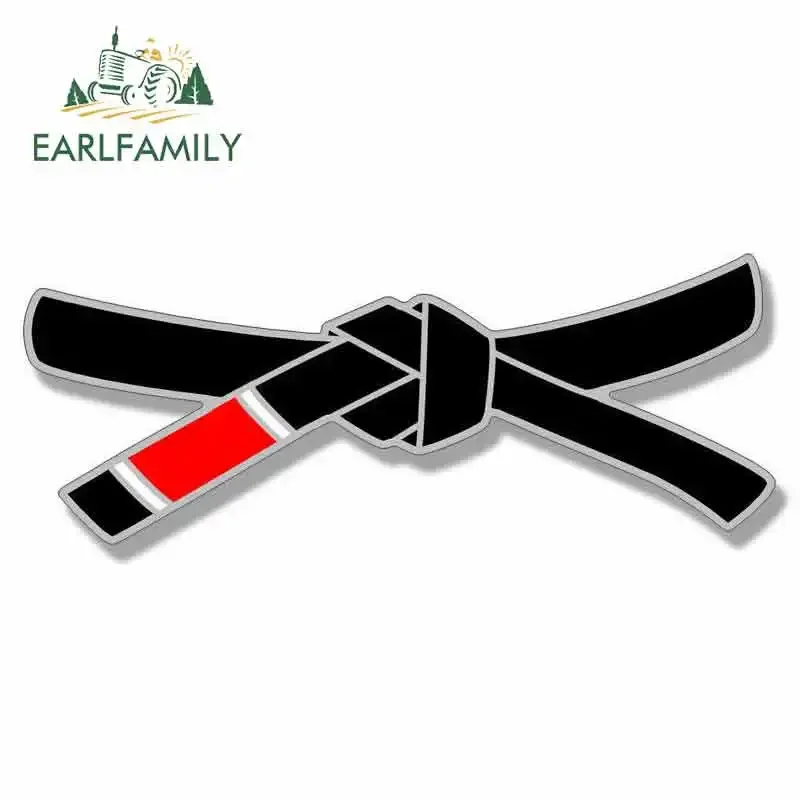 EARLFAMILY 13cm x 5.2cm for Jiu Jitsu Black Belt Shaped Cartoon Funny Car Stickers Oem Vinyl JDM Bumper Trunk Truck Graphics