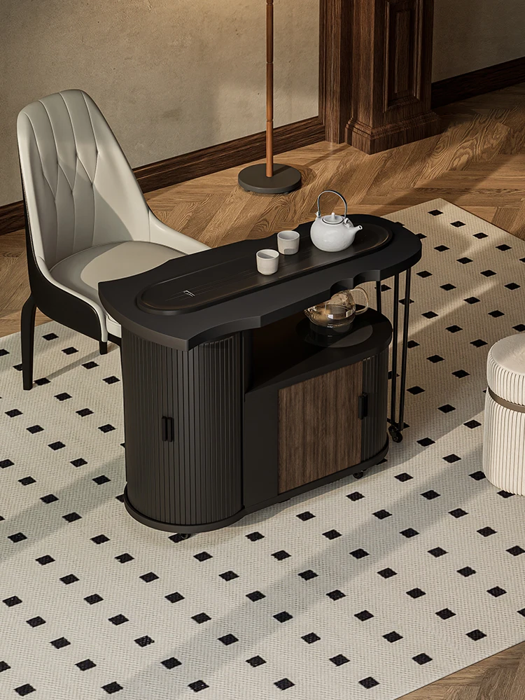 

Роскошный чайный столик в виде каменной плиты, простой, современный и выдвижной, а передвижная чайная тележка высокого качества