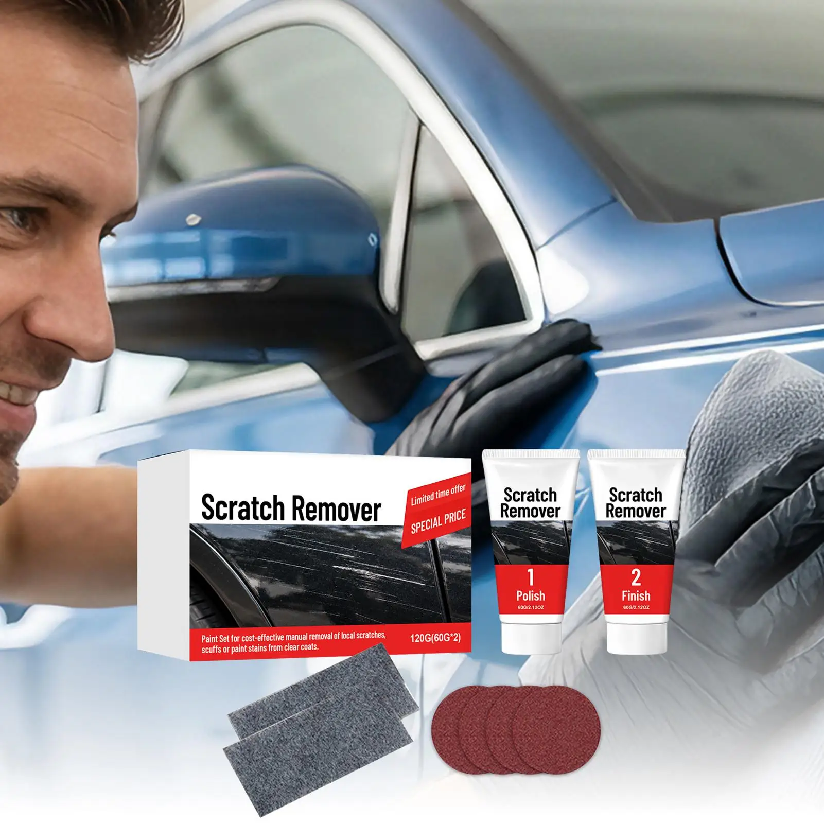 Car Scratch Repair Restore Brightness Filler Repair Sandpaper Car Paint Scratch Remover For Doors Trunks Auto Automotive Handles