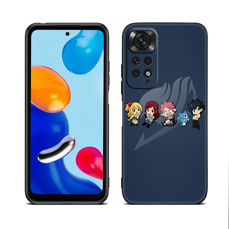 Anime Fairy Tail Black Phone Case For Xiaomi Redmi Note 12 + 11 11S 11T 11E 10 10T 5G 10S 9S 9 8T 7 6 Pro Silicone Cover