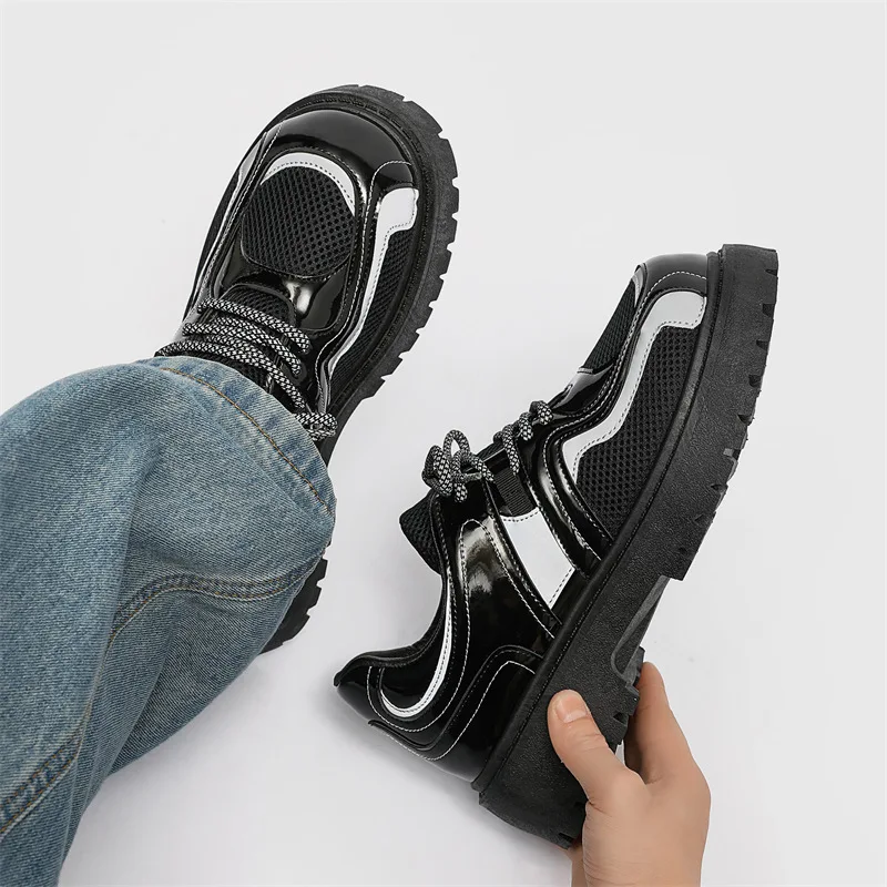 Scarpe da uomo Selezione di qualità Piattaforma Scarpe derby Moda Suola spessa Casual Scarpe da uomo in pelle a testa grande britannica Zapatillas Hombre