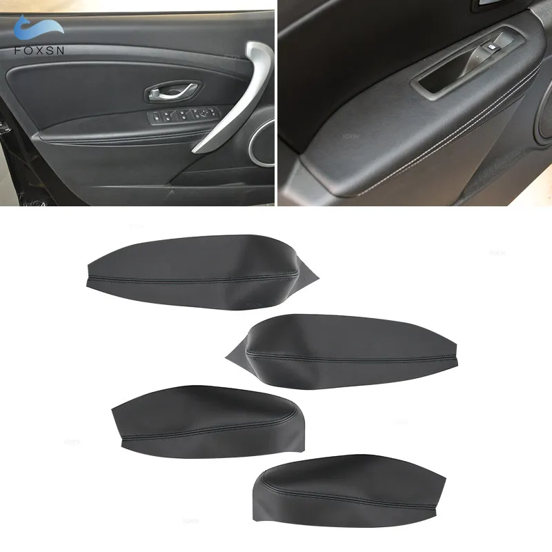 4pcs Soft Leather Armrest Cover For Renault Fluence Car Interior Door Armrest Panel Skin Cover Sticker Trim with Tools