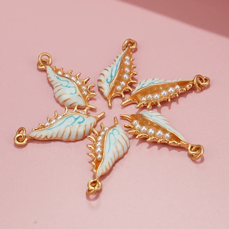 1PCS Colorful Bohemian Enamel Conch Shell Pendant Ocean Themed Charm for Women Summer Beach Jewelry DIY Accessory