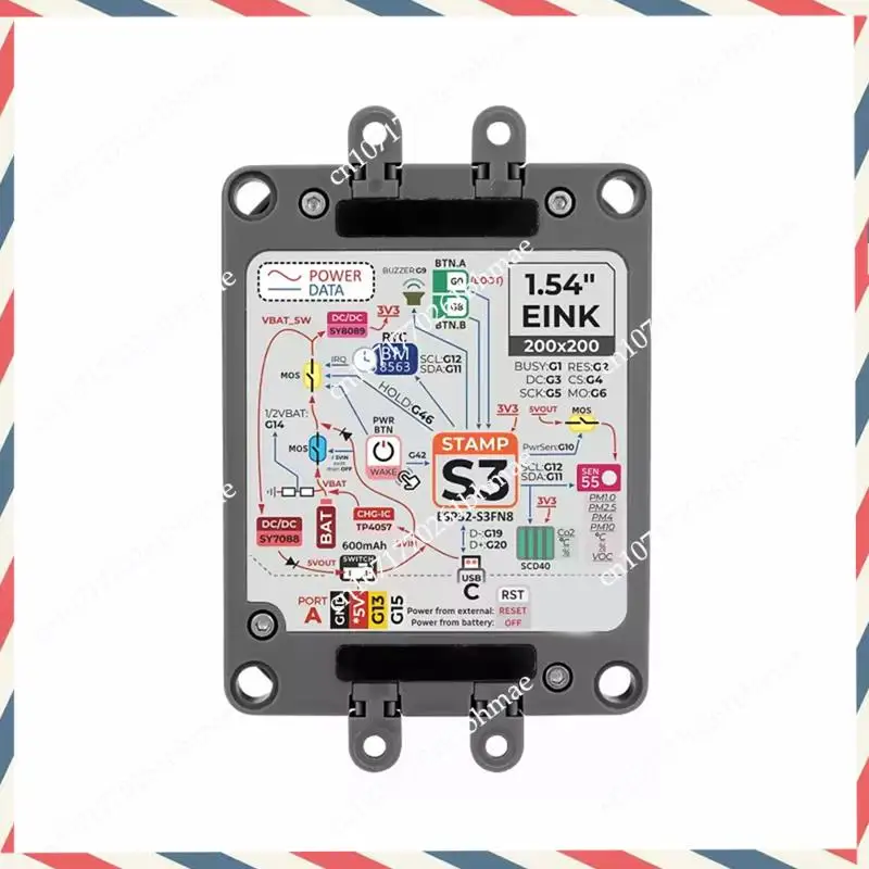 -A21Z مجموعة أجهزة استشعار مراقبة جودة الهواء شاشة حبر 1.54 بوصة مع SEN55 & SCD40 لجهاز Iot القابل للبرمجة للكشف عن الهواء