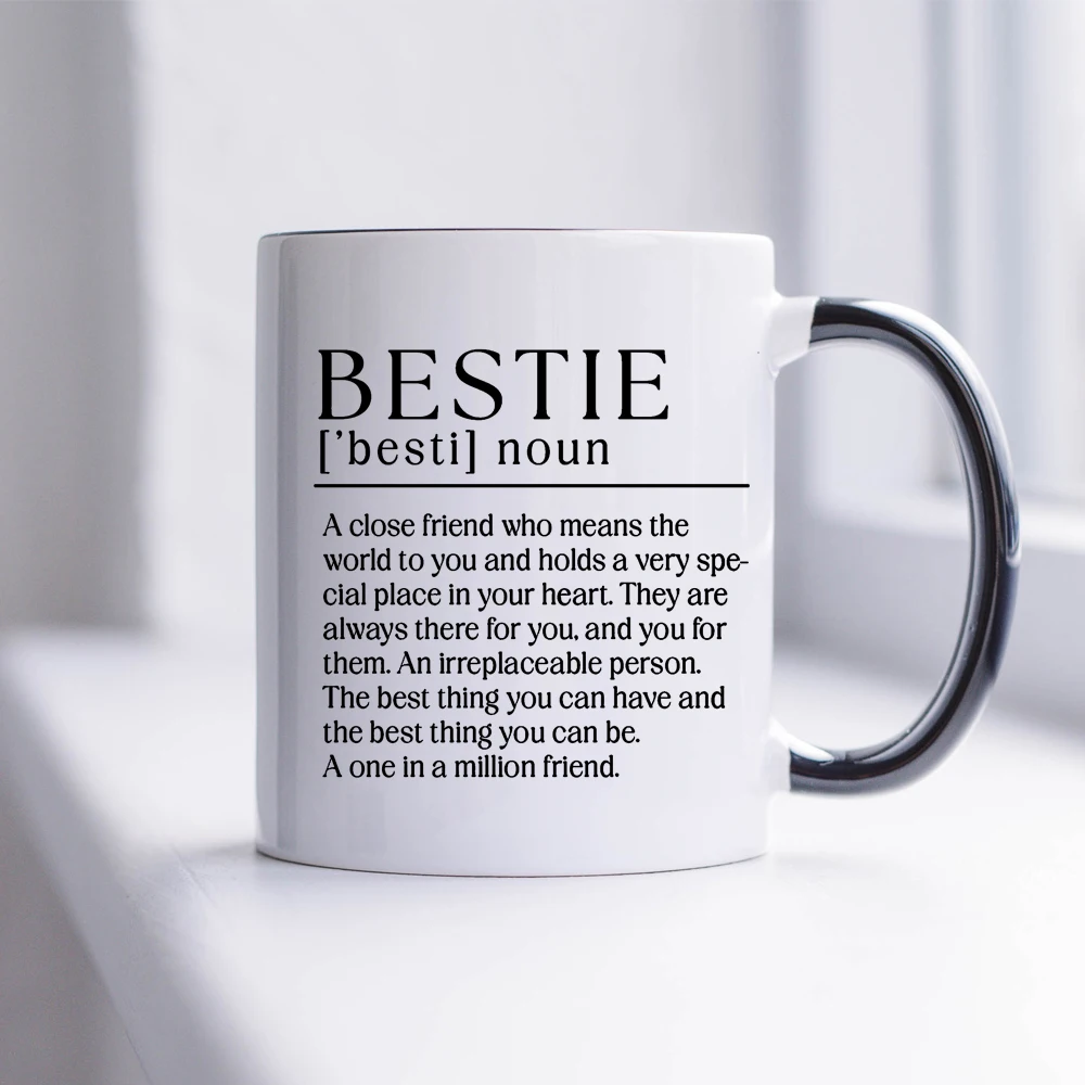 Bestie coffee mug best friend  birthday gift new year gift office simple white mug tea cup