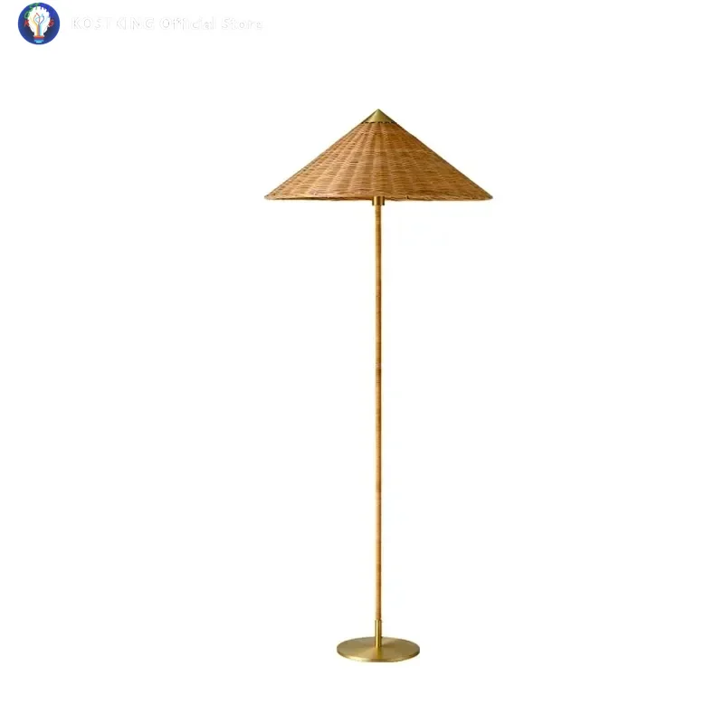 Denmark Handmade Rattan Woven Floor Lamp for Living Room Bedroom Home Decor Bedside Sofa Corner Standing Light Fixtures