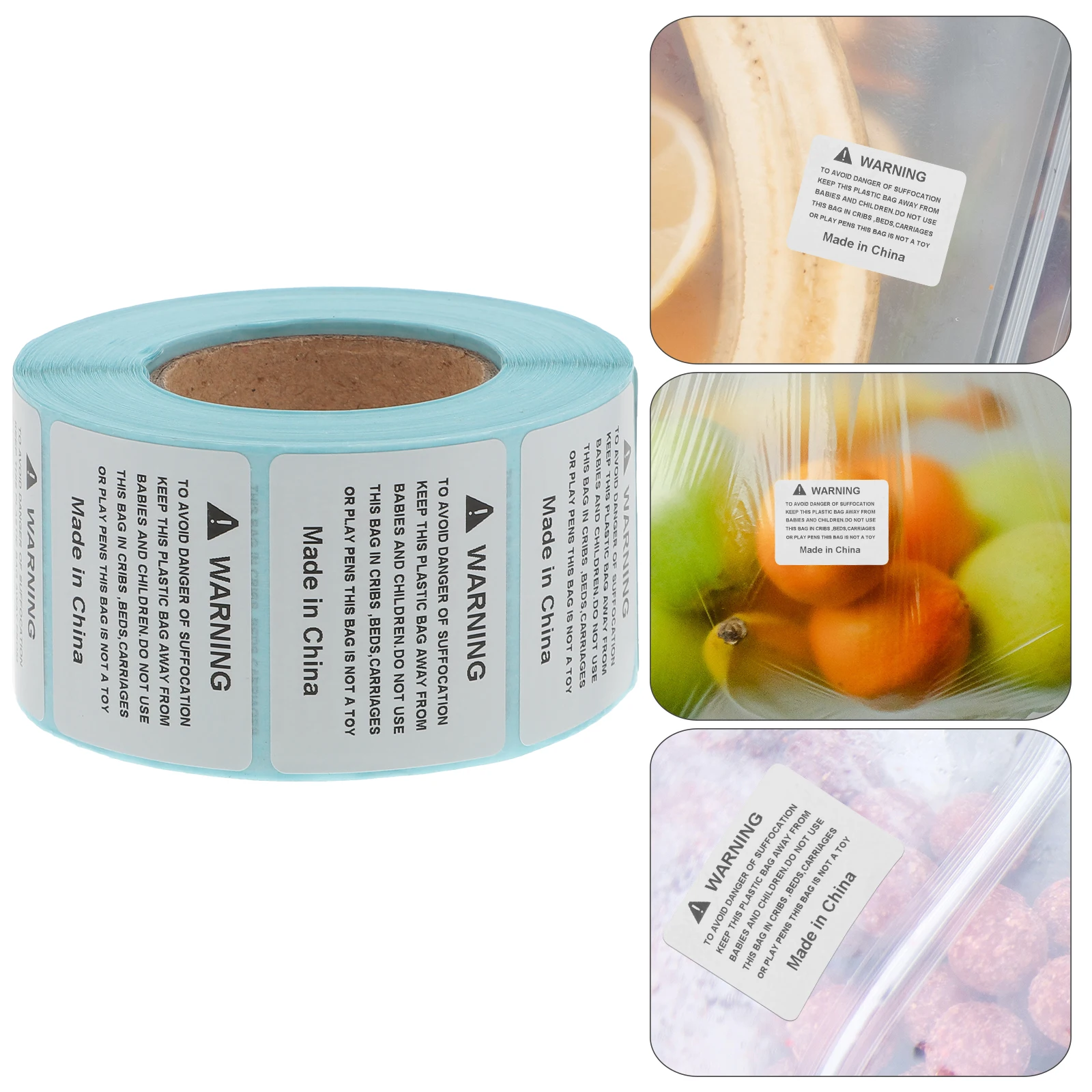 800 Pcs Warning Label Package Bags Adhesive Choking Sign Suffocation Spray Shipping Stickers for Child Anti-suffocation