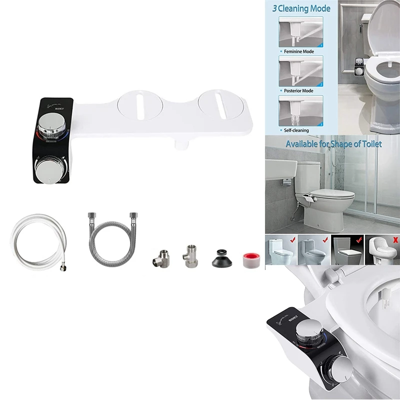 

Bidet Attachment For Toilet ,Cold & Hot Dual Nozzle Water Non-Electric Bidet Toilet Attachment Plastic+Metal , 1-2 Asia