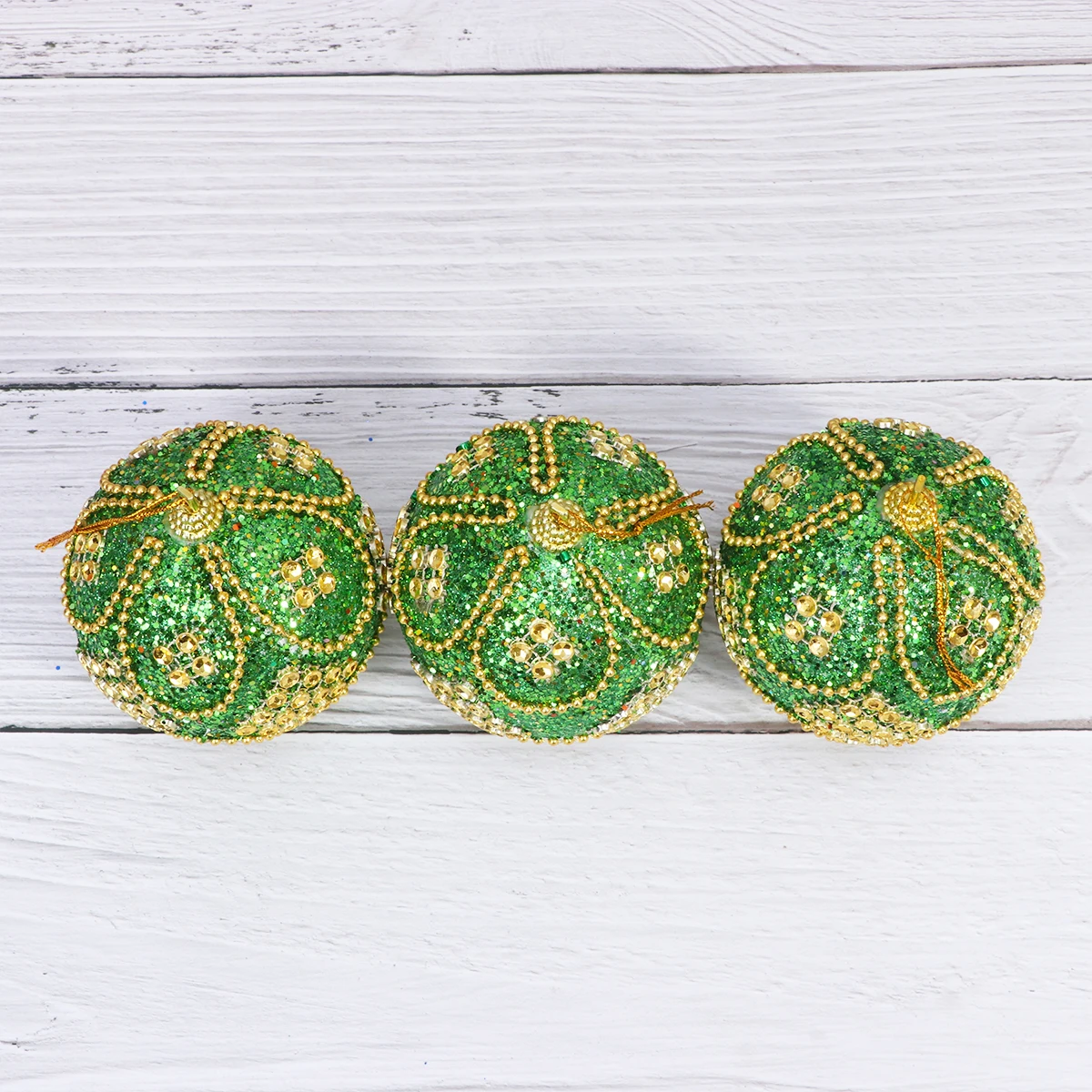 

3 Pcs Christmas Ball Pendant Pendants Baubles Decorate Cafe Decoration Balls Flocked Tree Decorations Green Ornaments Hanging