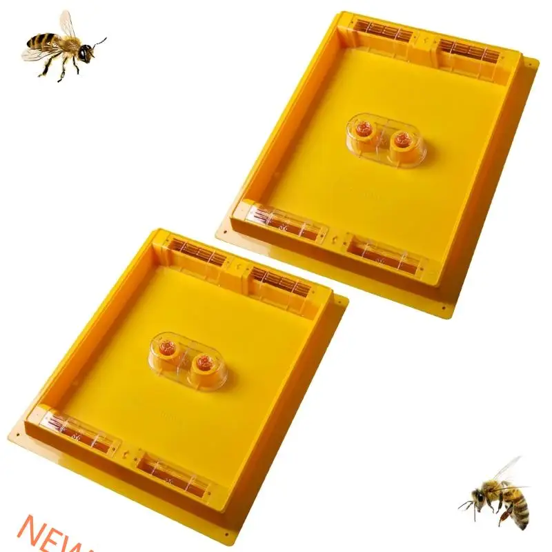 وحدة تغذية خلايا النحل ذات سعة كبيرة 50 × 40 × 4.5 سم تغذي 2 مستعمرات في نفس الوقت ملحقات تربية النحل مع غطاء آمن